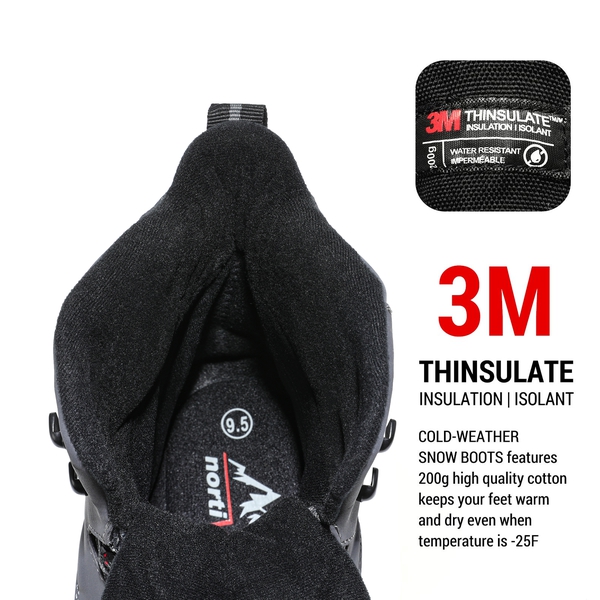 Men's Slip-Resistant Waterproof Snow Boots【Wide Fit】 - GREY - 1